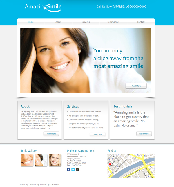 free dental clinic website template