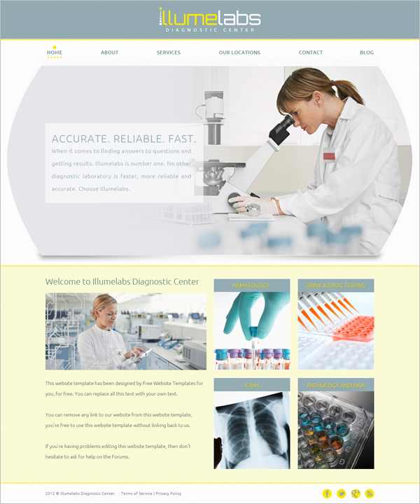 free laboratory website template