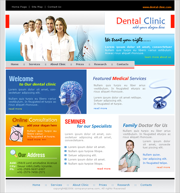 free medical website template