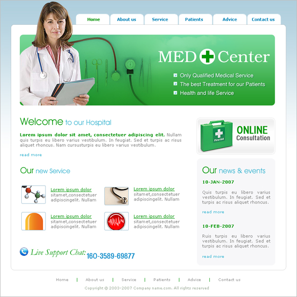 free medical website template