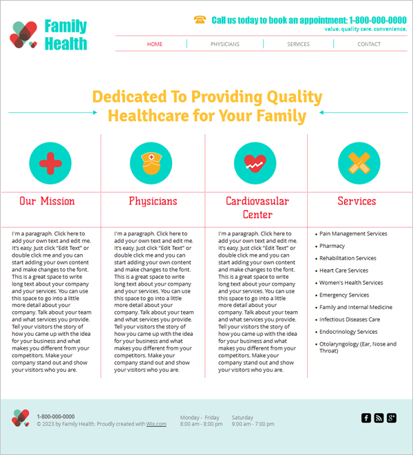 free med center website template