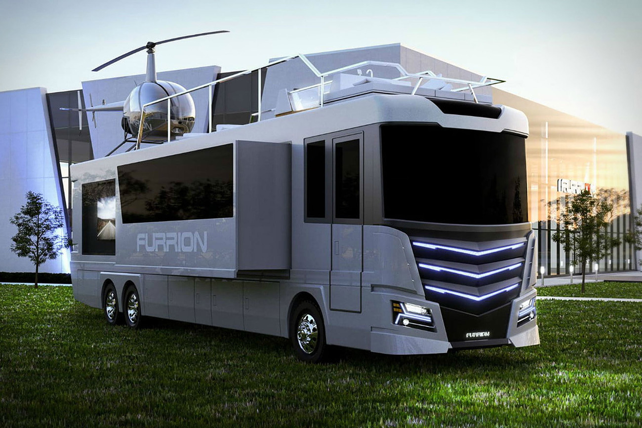 Furrion Elysium RV – New Luxury Motorhome With Helicopter