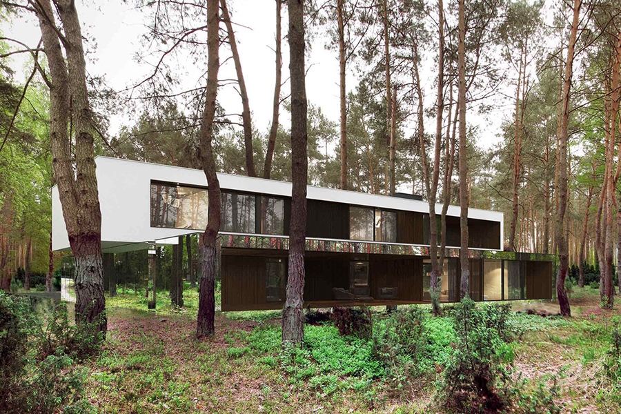 house with mirror walls