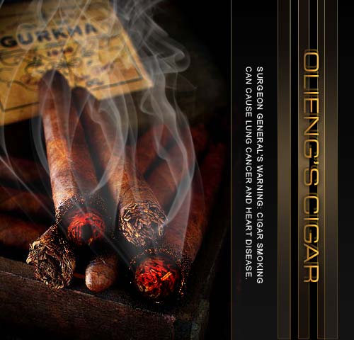Light up a cigar, fire and smoke