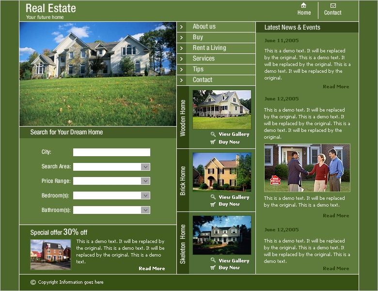 free real estate web template