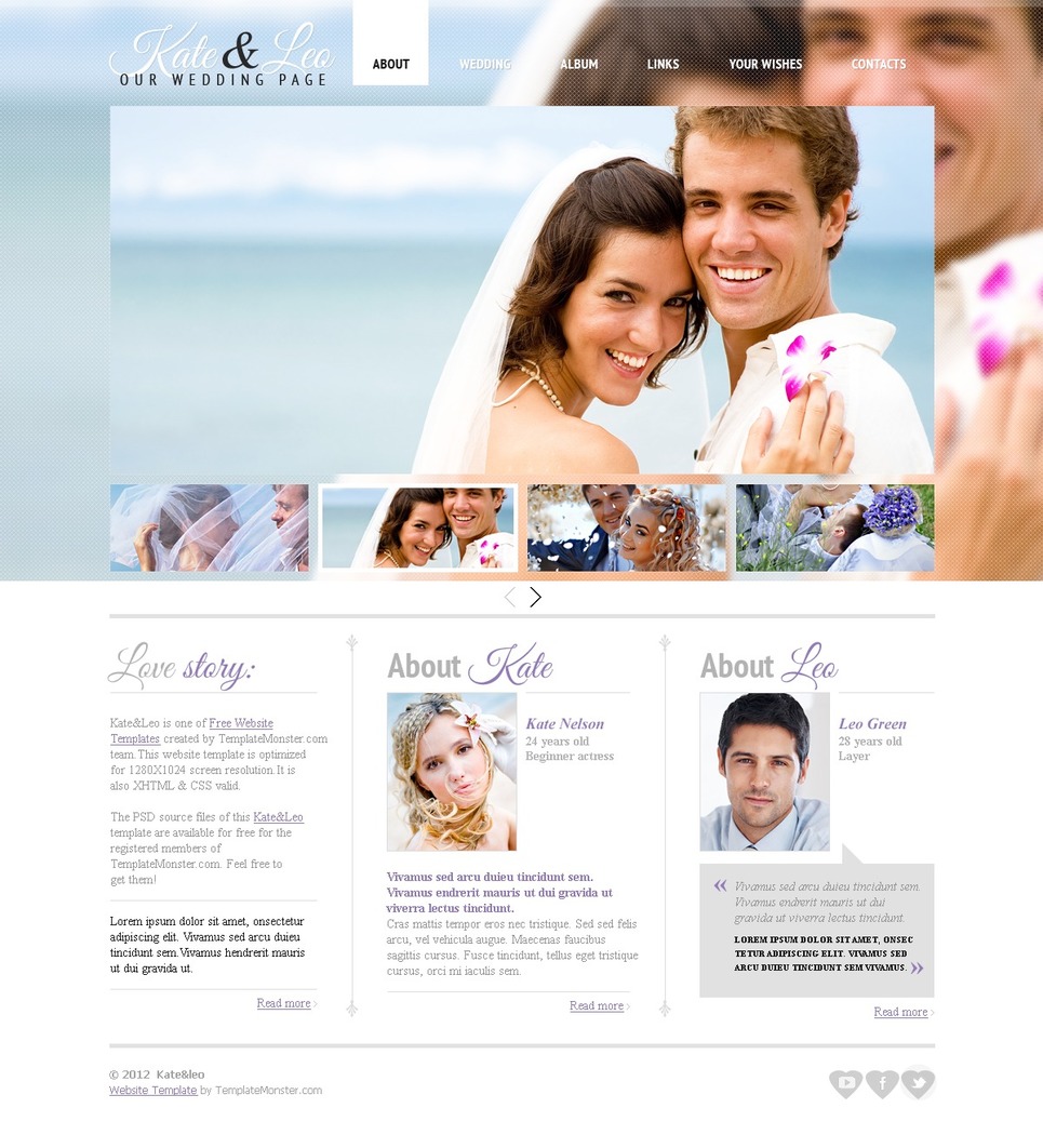 free wedding page website template