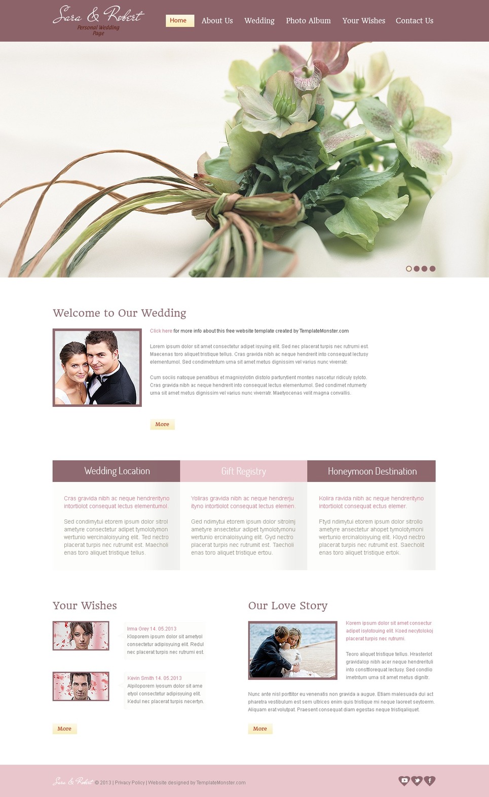 free wedding website template