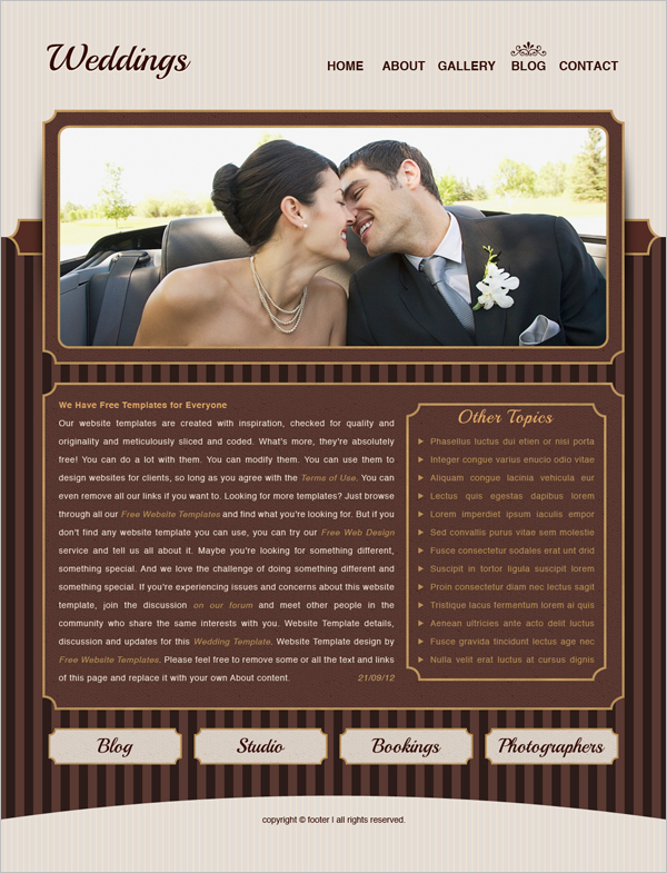 Free Wedding Website Template