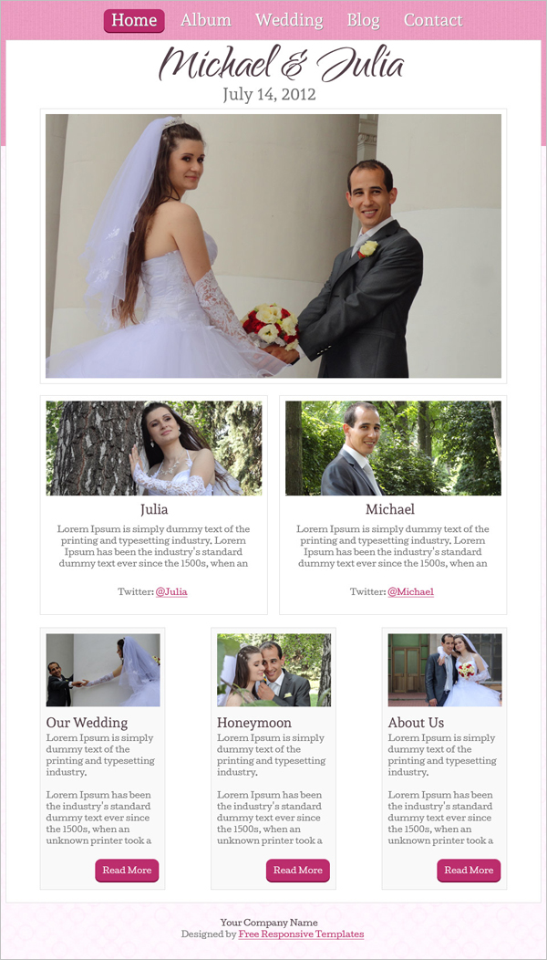 free wedding responsive template