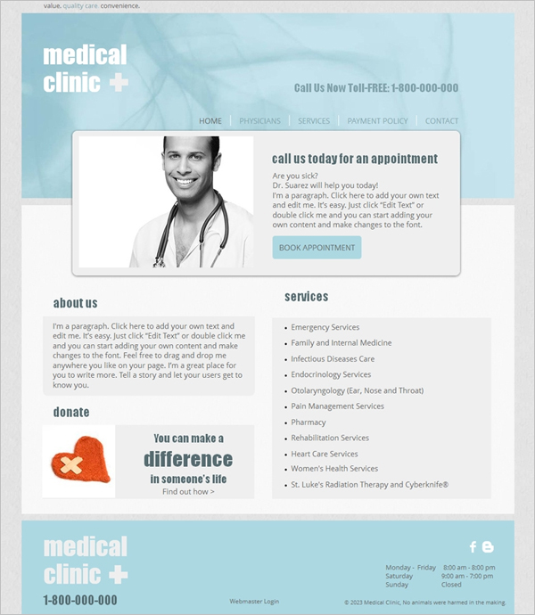 free medical clinic html5 template