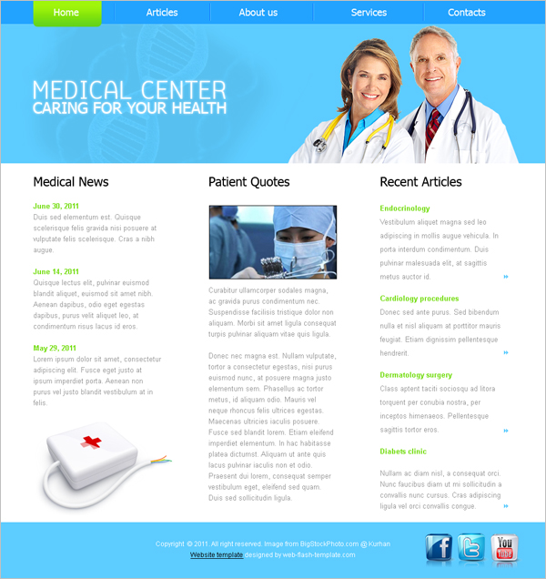 free medical center website template