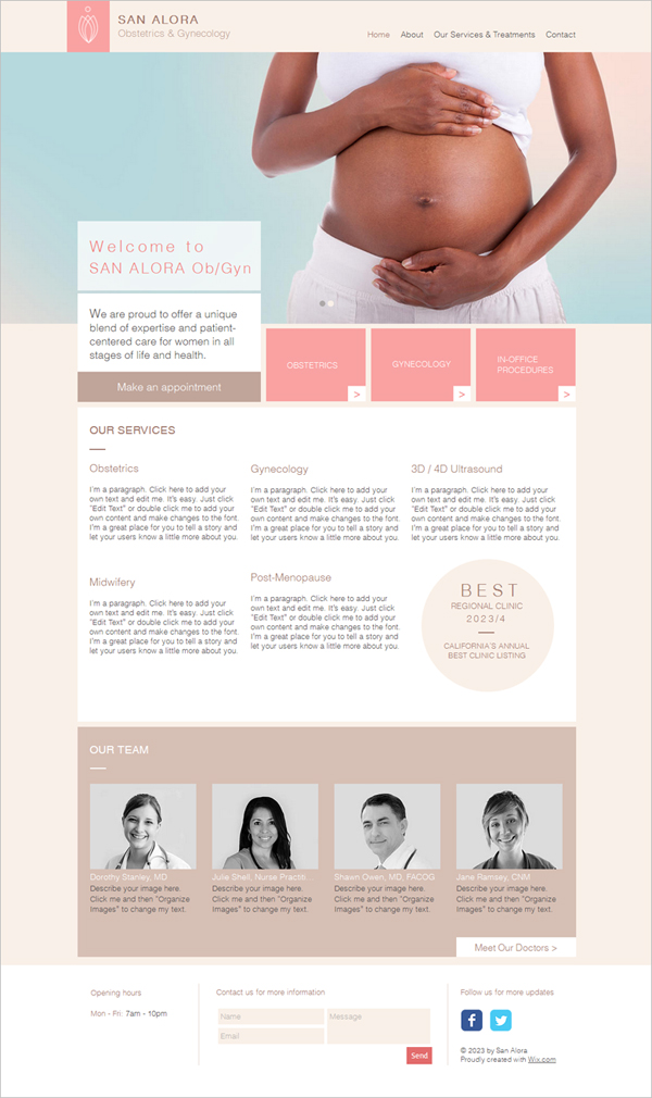 free women's clinic website template