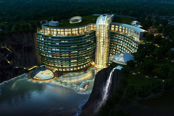 Luxury Songjiang Hotel under Waterfall in China