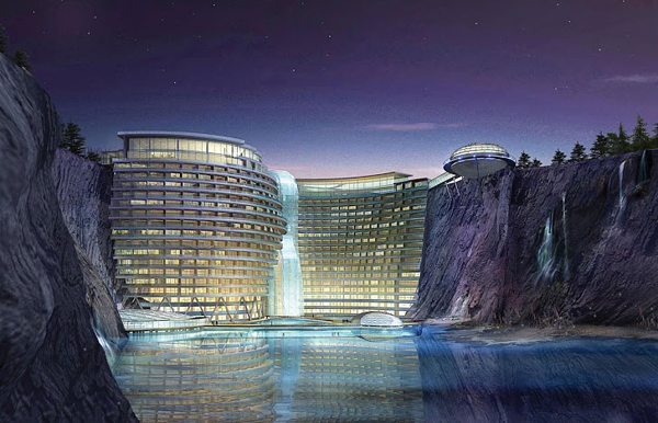 Luxury Songjiang Hotel under Waterfall in China