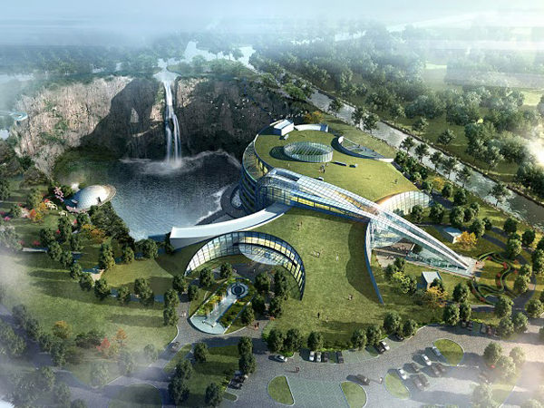 Luxury Songjiang Hotel under Waterfall in China
