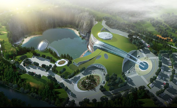 Luxury Songjiang Hotel under Waterfall in China