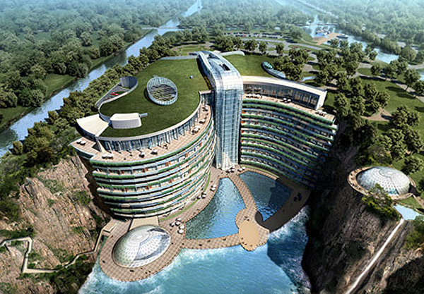 Luxury Songjiang Hotel under Waterfall in China