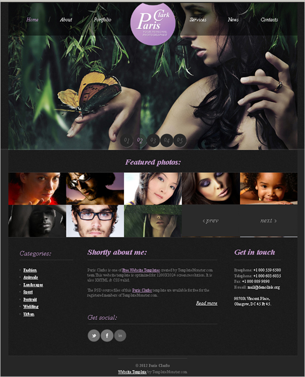 Free Photography Portfolio Website Template