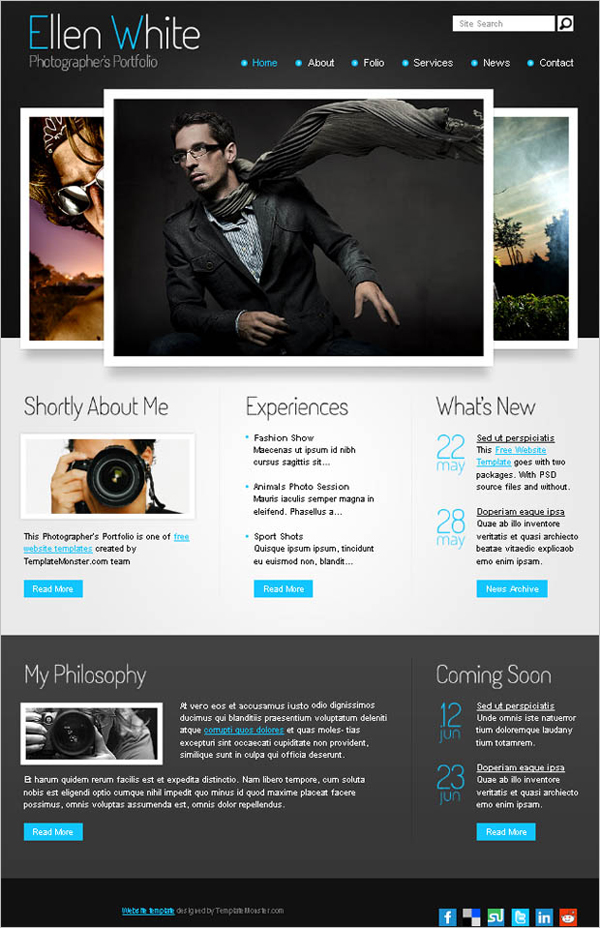 Free Photographer's Portfolio Website Template