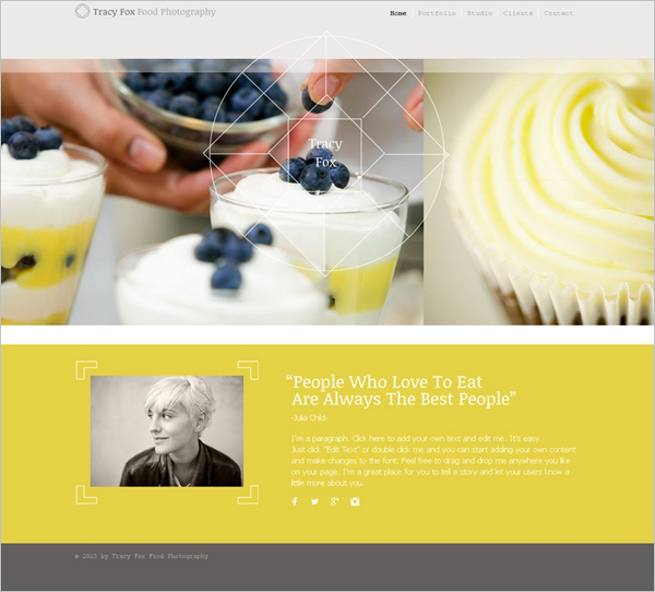 Free Food Photographer HTML5 Template