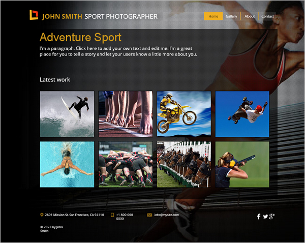 Free Sport Photographer HTML5 Template