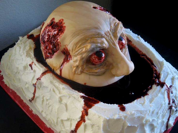 Head Coming Out of Pool of Blood