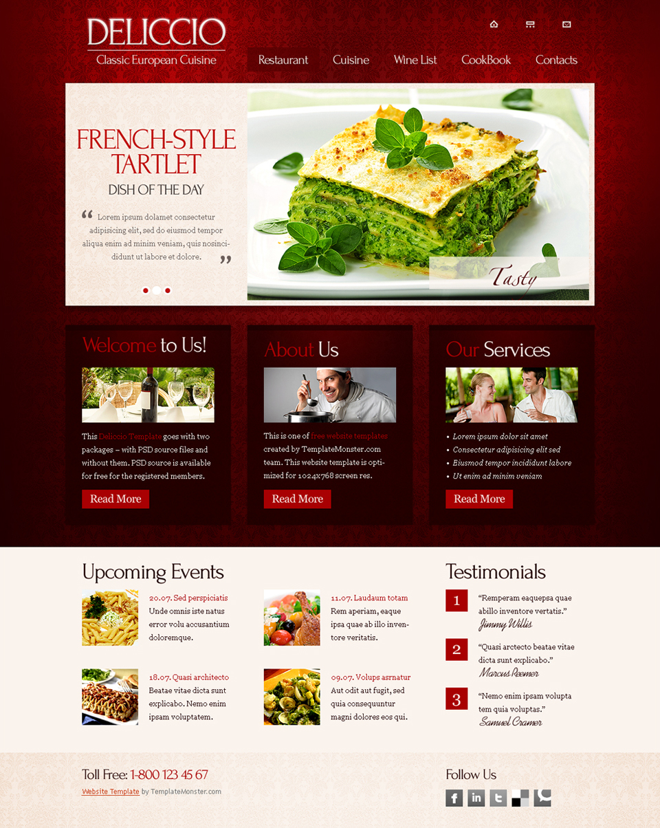 Free Restaurant HTML5 Website Template