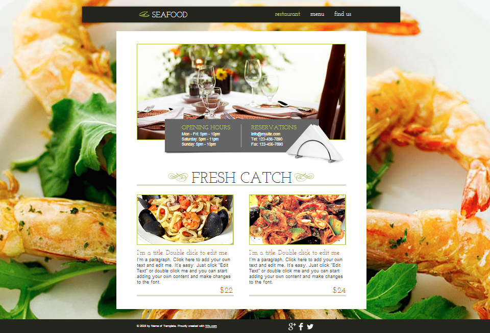 Free Seafood Restaurant HTML5 Website