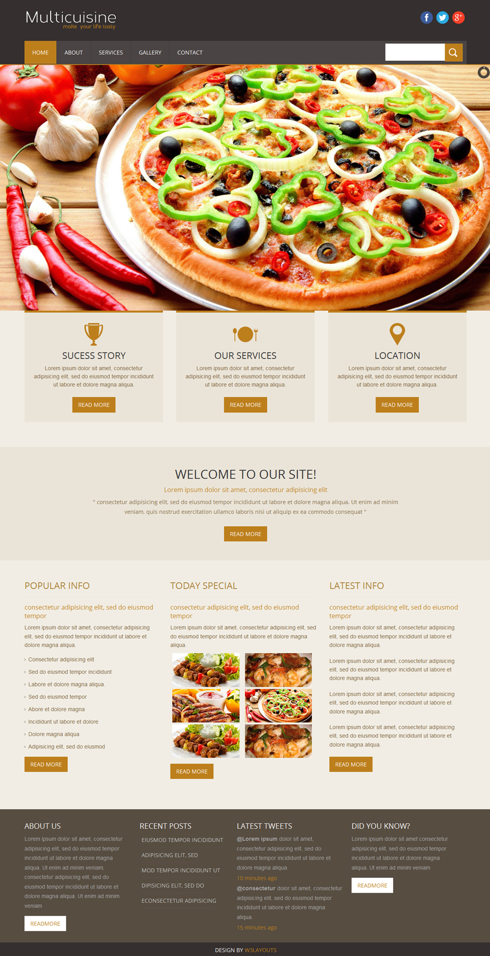 Free Multicuisine Restaurant Website Template