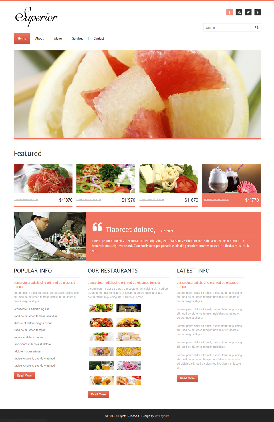 Free Superior Restaurant HTML5 Website Template