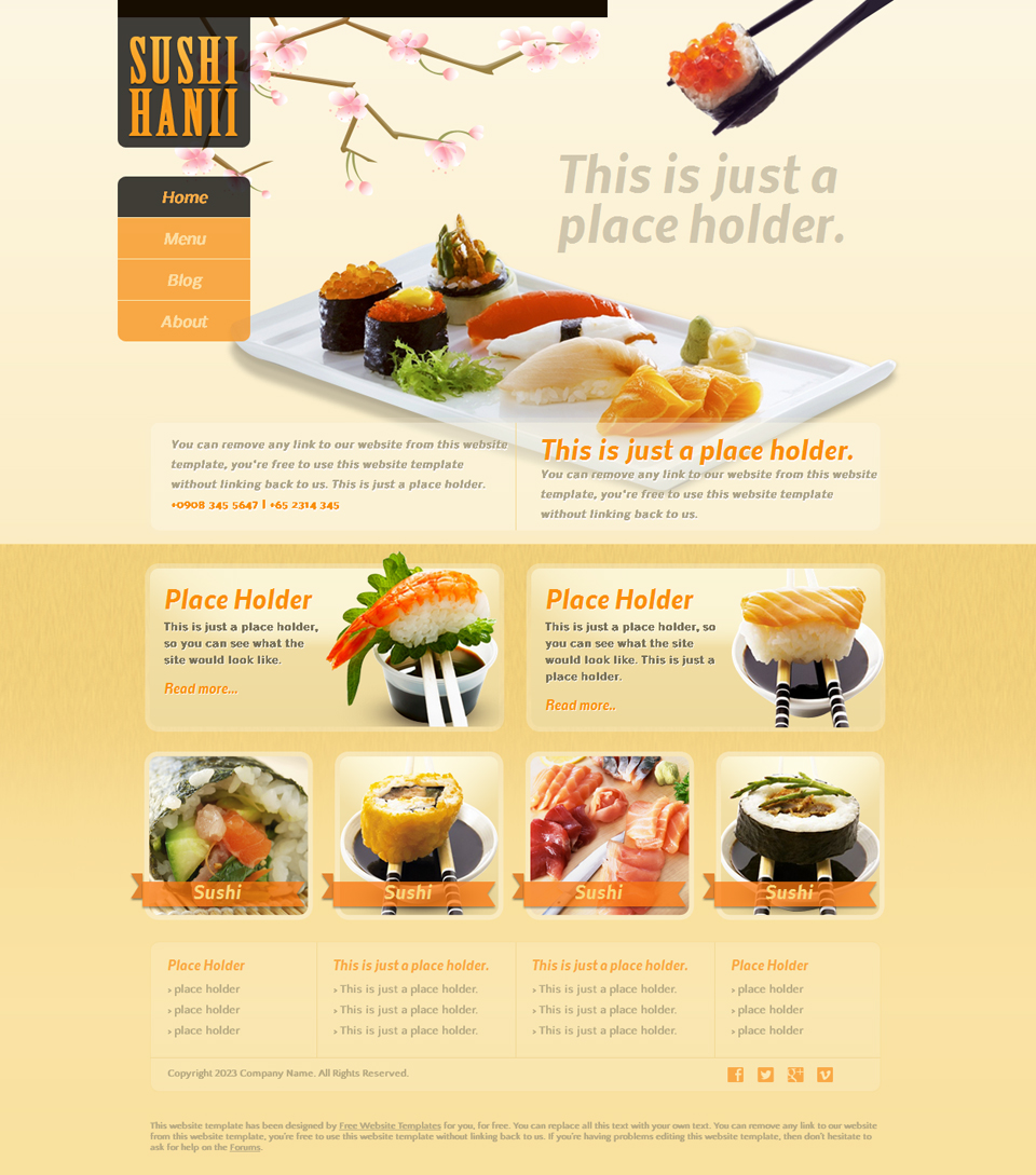 Free Sushi Restaurant HTML5 Website