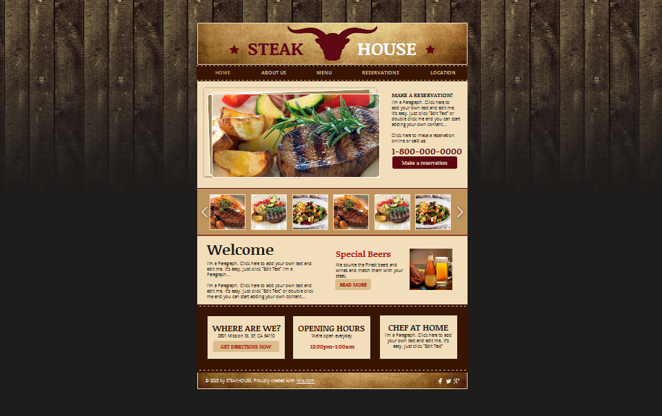 Free Steak House HTML5 Website