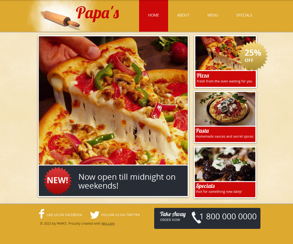 Free Papas Pizza HTML5 Website