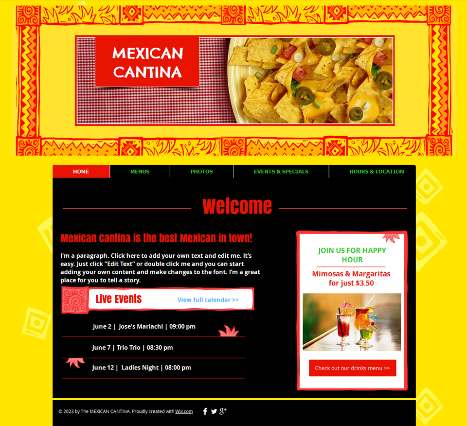 Free Mexican Cantina HTML5 Website