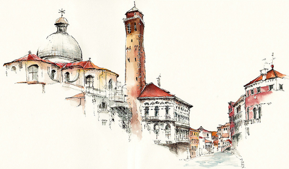 Elusive Architecture in Watercolors of Korean Artist Sunga Park