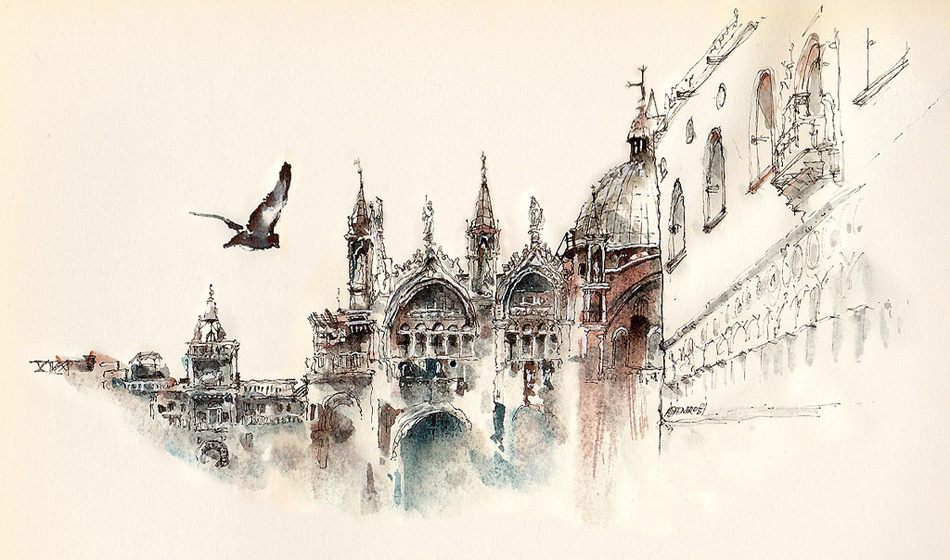 Elusive Architecture in Watercolors of Korean Artist Sunga Park