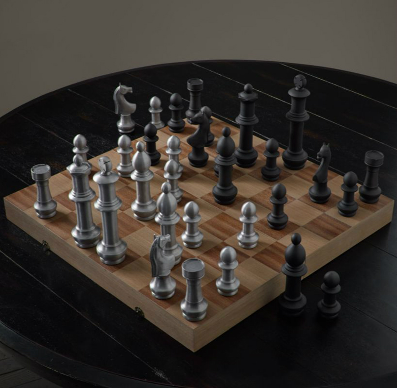 Giant Vintage Aluminum Chess Set