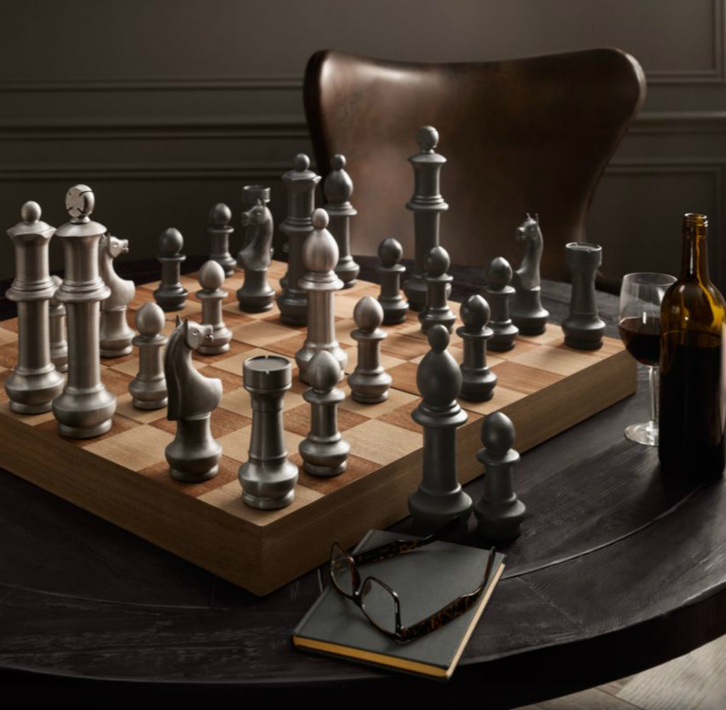 Giant Vintage Aluminum Chess Set