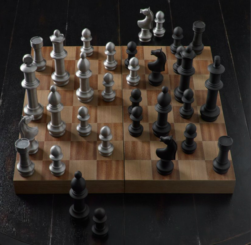 Giant Vintage Aluminum Chess Set