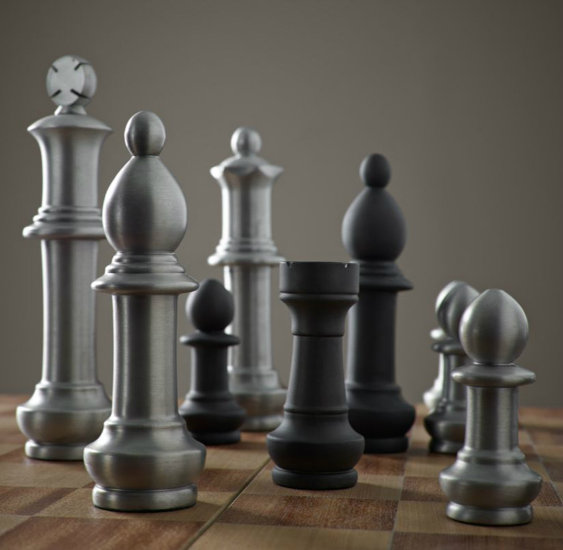 Giant Vintage Aluminum Chess Set
