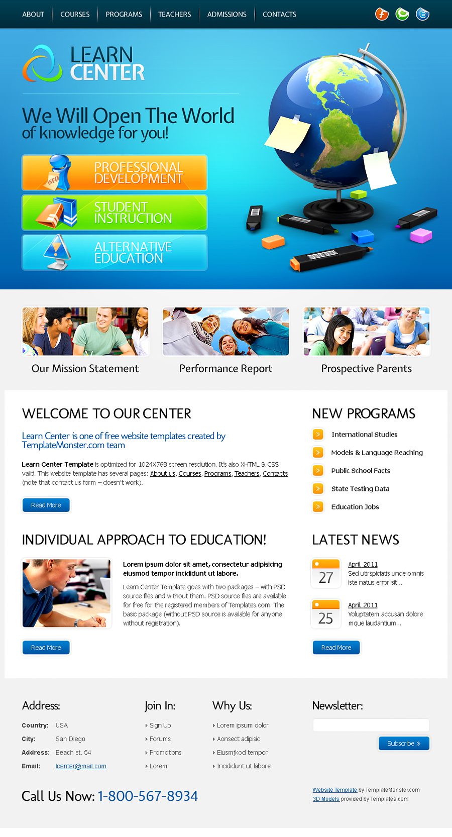 Free Learning Center Website Template