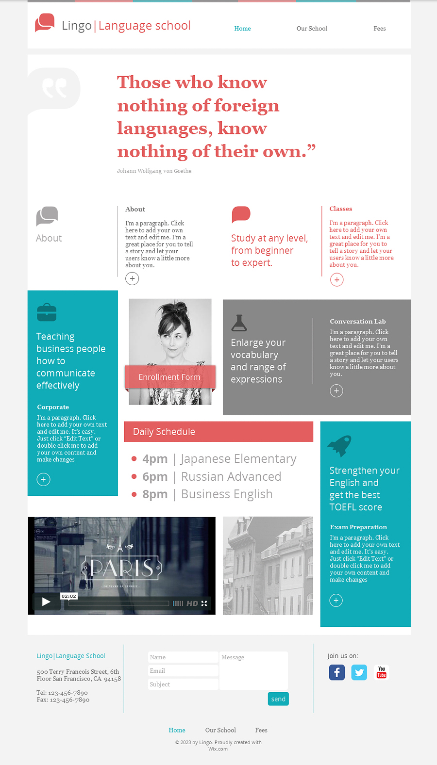 Free Language School HTML5 Template