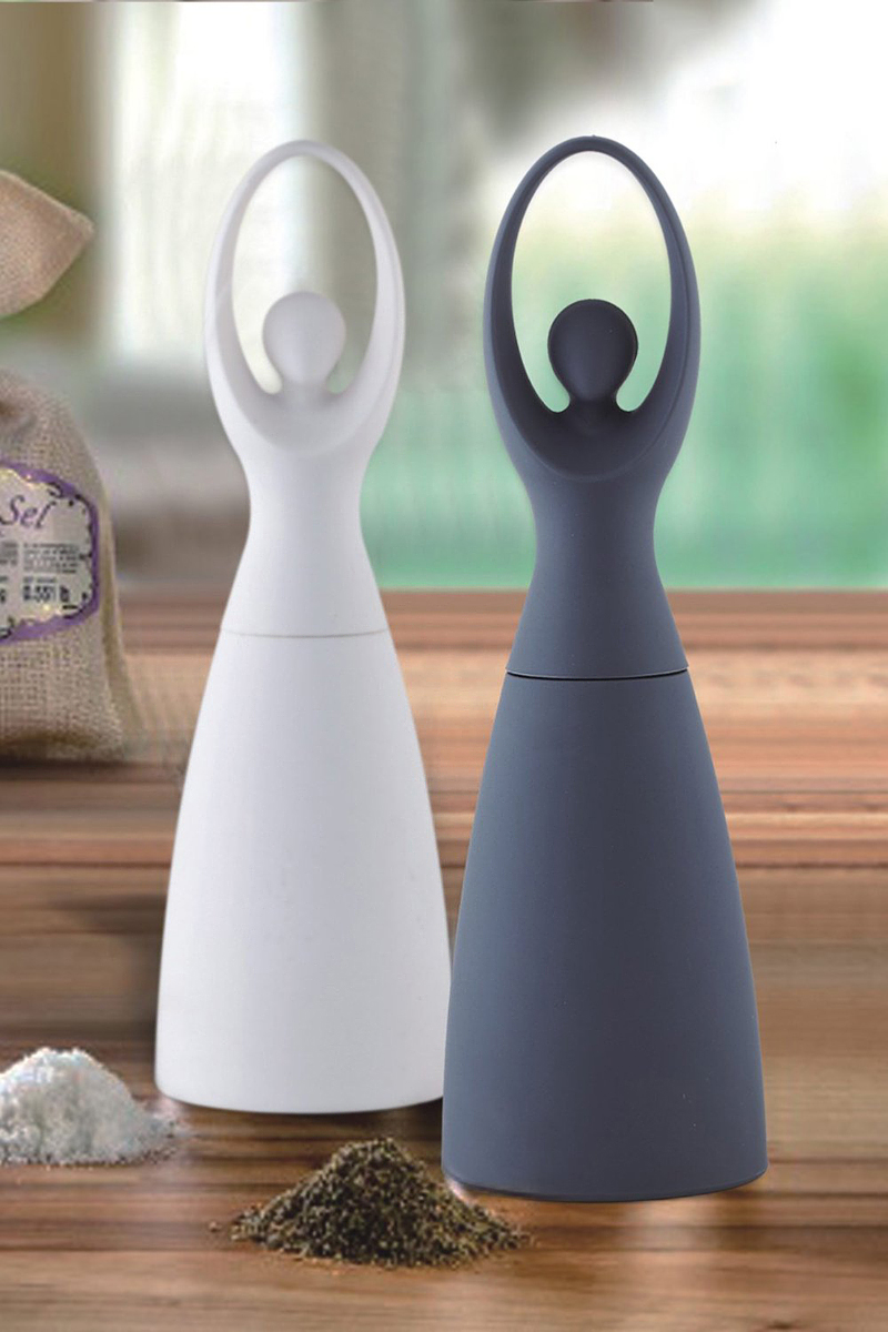 Pair of Ballerina White & White Salt & Pepper Mills Grinders