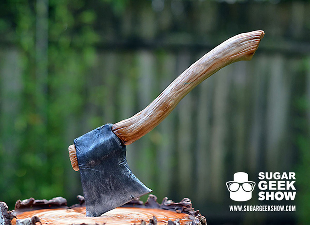 A Lumberjack Cake With An Edible Axe