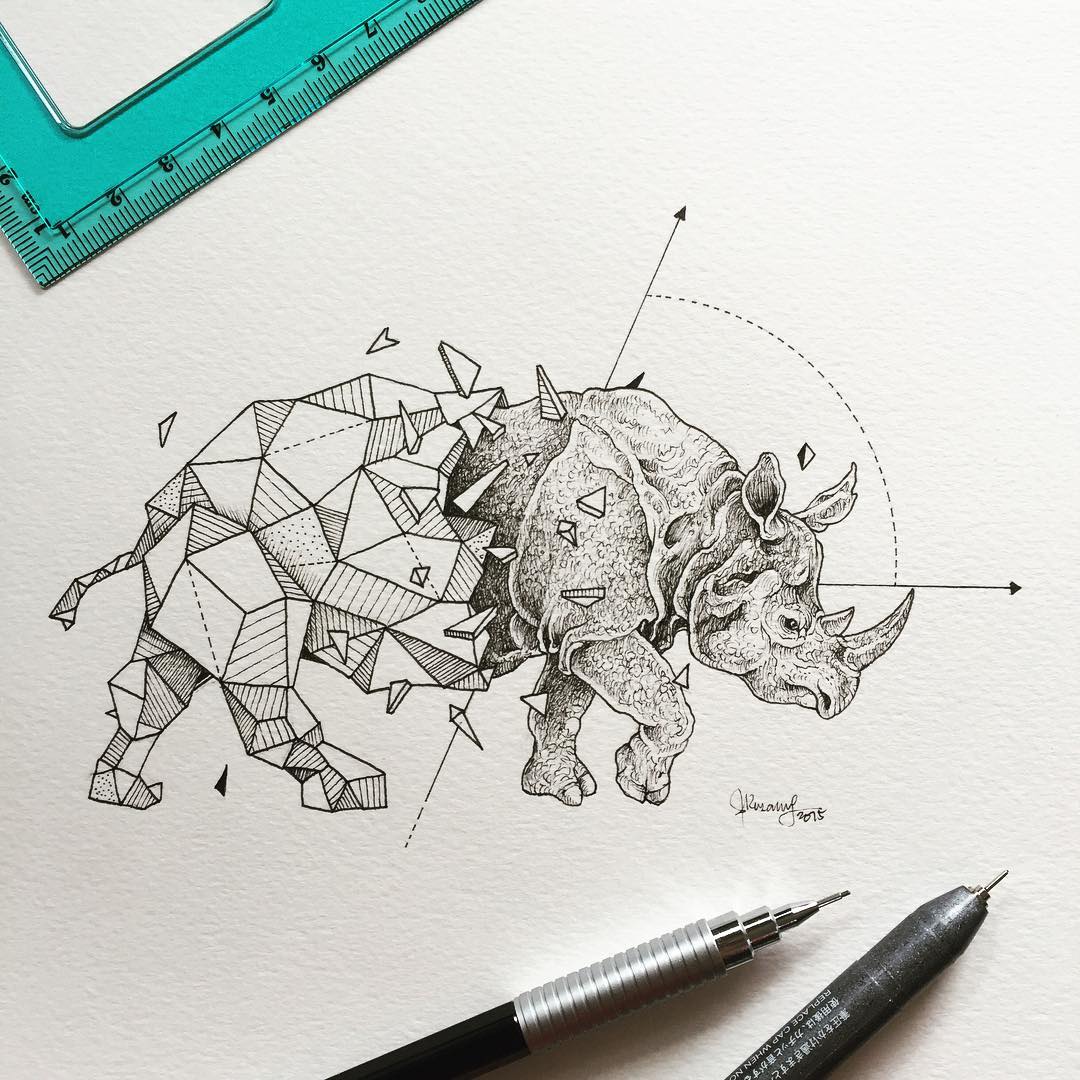 Mindblowing 'Geometric Beasts' Illustrations by Kerby Rosanes