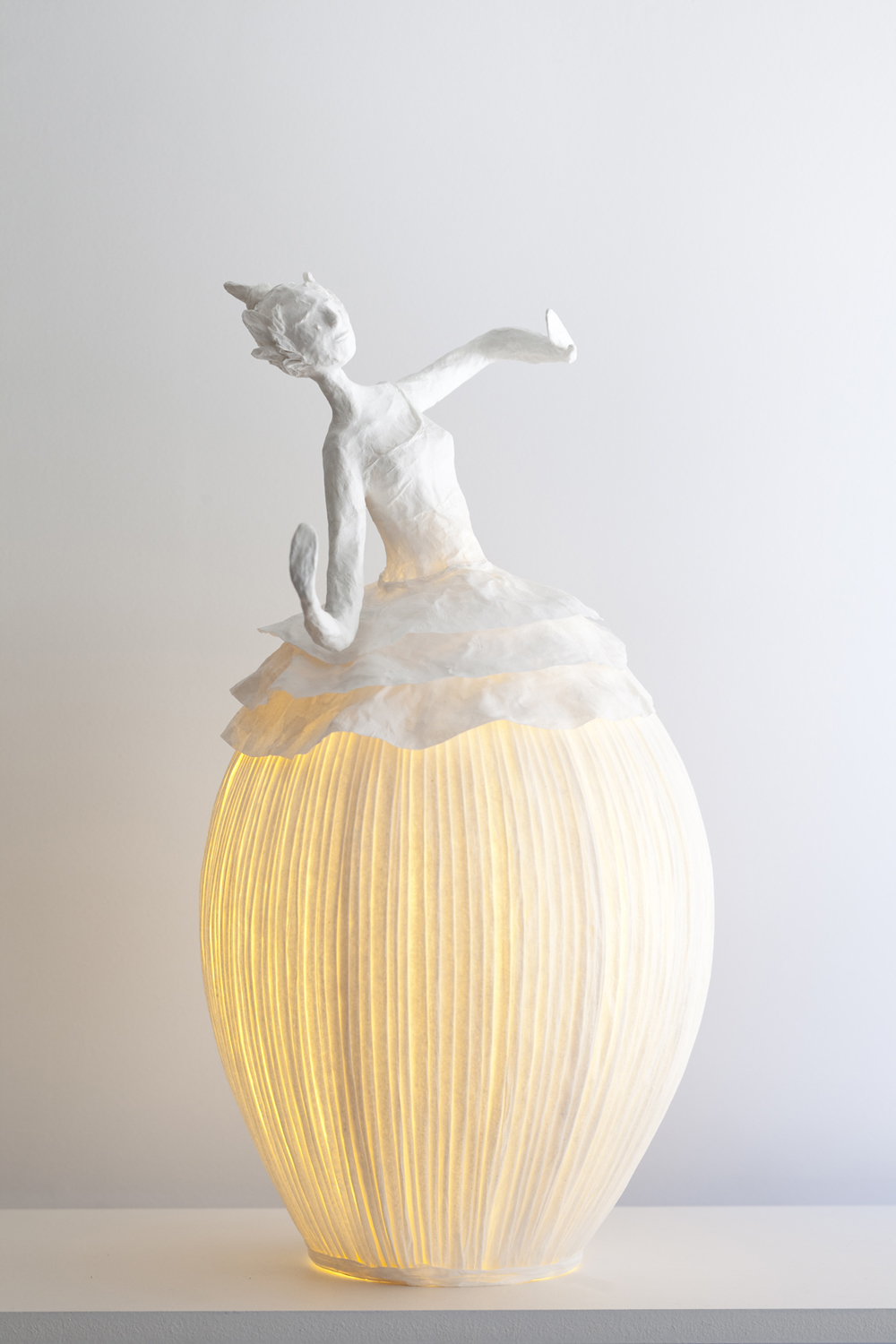 Elegant Papier-Mâché Lamp Sculptures