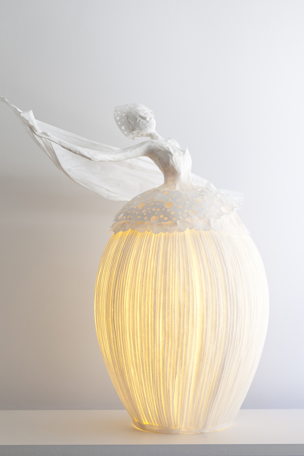 Elegant Papier-Mâché Lamp Sculptures
