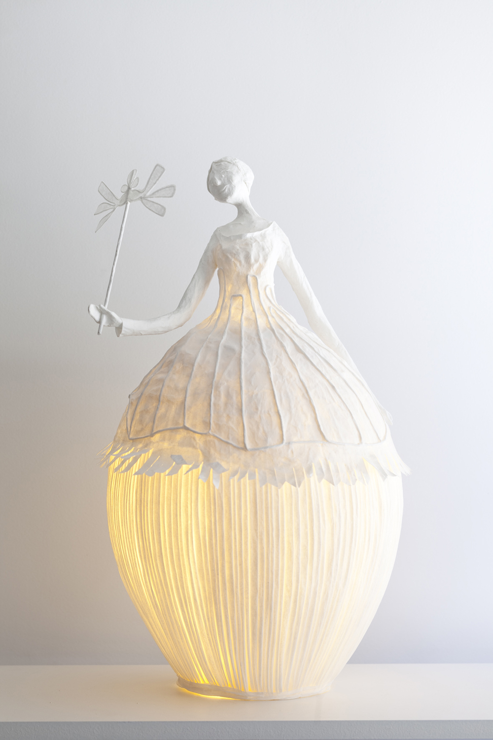 Elegant Papier-Mâché Lamp Sculptures