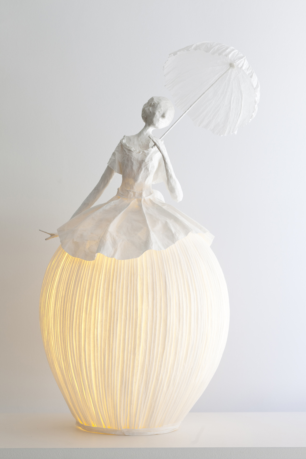 Elegant Papier-Mâché Lamp Sculptures