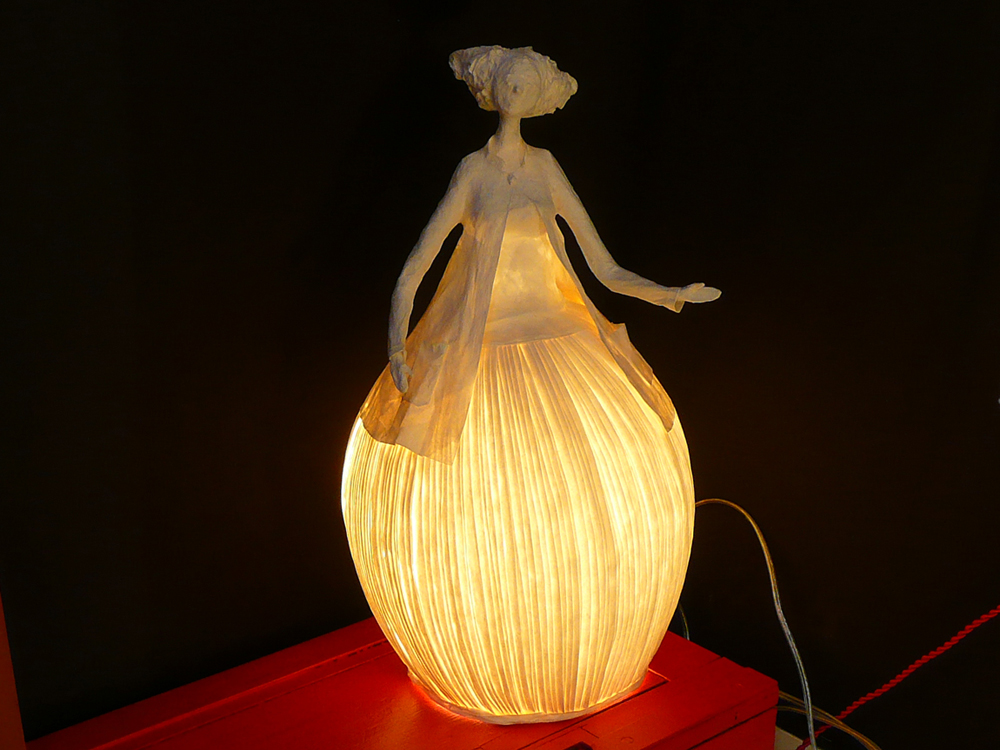 Elegant Papier-Mâché Lamp Sculptures